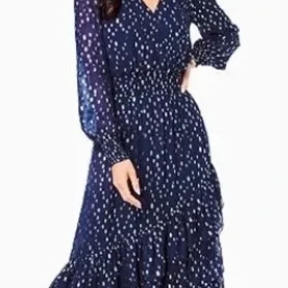 NEVER WORN Lilly Pulitzer Cristiana Midi Navy Blue Long Sleeve Dress - Picture 2 of 7